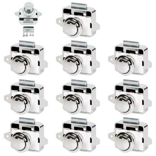 Push Button Catch Door Lock: PRITOK 10 Stück Wohnmobil Schlösser, Großes Cabinet Lock Catch Schranktürschloss Möbelschloss für Wohnmobil Caravan Yacht Schrank Tür, Silber von PRITOK