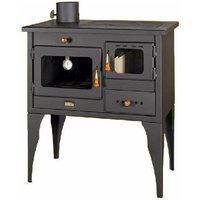 Stufa a legna con forno. Per cucinare e riscaldare. Potenza termica 10kw, con piastre in ghisa. Modello Prity 1P34L con uscita fumi sinistra - black von PRITY
