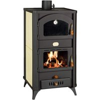 Thermo-Holzofen Prity FG W18 R mit Backfach – 23,4 kW – Graphitschwarz – Energieklasse A – Mit integriertem 15-Liter-Wärmetauscher von PRITY