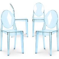 Privatefloor - 4er-Pack Esszimmerstühle Transparent - Victoria Queen Blau transparent von PRIVATEFLOOR