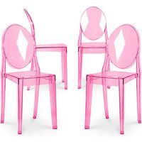 4er-Pack Esszimmerstühle Transparent - Victoria Queen Pink transparent von PRIVATEFLOOR
