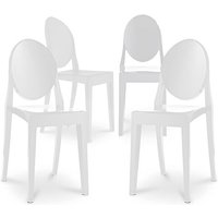 4er-Pack Esszimmerstühle Transparent - Victoria Queen Weiß - PC, Kunststoff - Weiß von PRIVATEFLOOR