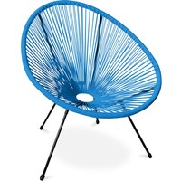 Stuhl für den Außenbereich - Gartenstuhl - Neuauflage - Acapulco Dunkelblau - Stahl, Synthetisches Rattan - Dunkelblau von PRIVATEFLOOR
