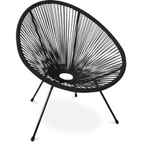 Privatefloor - Stuhl für den Außenbereich - Gartenstuhl - Neuauflage - Acapulco Schwarz - Stahl, Synthetisches Rattan - Schwarz von PRIVATEFLOOR
