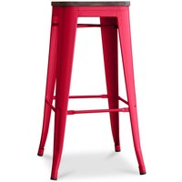 Industriedesign Barhocker - Holz & Stahl - 76cm - Stylix Rot von PRIVATEFLOOR