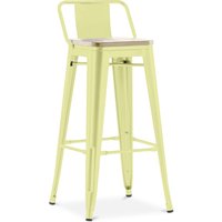 Barhocker mit Rückenlehne - Industriedesign - Holz & Stahl - 76cm - New Edition - Stylix Pastellgelb von INDUSTRIAL STYLE