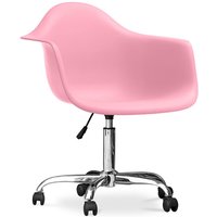 Privatefloor - Bürostuhl mit Armlehnen - Schreibtischstuhl mit Rollen - Weston Pink - Stahl, pp, Kunststoff, Metall, Nylon - Pink von PRIVATEFLOOR