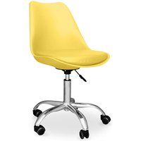 Privatefloor - Bürostuhl auf Rädern - Schreibtisch-Drehstuhl - Tulip Gelb - Stahl, pp, Metall, Kunststoff, Nylon, Veganes Leder - Gelb von PRIVATEFLOOR