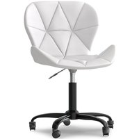 Privatefloor - Bürostuhl mit Rädern - Drehstuhl - Kunstlederbezug - Schwarzes Wito-Gestell Weiß von PRIVATEFLOOR