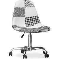Privatefloor - Bürostuhl mit Rollen - Schreibtischstuhl gepolstert in schwarz-weißem Patchwork - Denisse Weiß / Schwarz von PRIVATEFLOOR