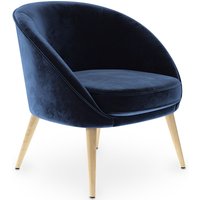 Design-Sessel - In Samt bezogen - Pimba Dunkelblau von PRIVATEFLOOR