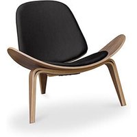 Designer-Sessel - Skandinavischer Sessel - Kunstlederbezug - Lucy Schwarz - Massive Eiche, Veganes Leder, Holz - Schwarz von PRIVATEFLOOR