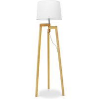 Dreibein Stehlampe - Wohnzimmerlampe im skandinavischen Design - Lon Natural wood - Stoff, Holz, Stoff, Holz - Natural wood von PRIVATEFLOOR