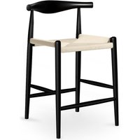 Boho Bali Design Hocker aus Holz - 65cm - Elb Schwarz - Kabel, Buche - Schwarz von PRIVATEFLOOR