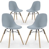 Esszimmerstuhl - Skandinavisches Design - Holzbeine - 4er-Set - Skögur Hellgrau von PRIVATEFLOOR