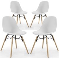 Esszimmerstuhl - Skandinavisches Design - Holzbeine - 4er-Set - Skögur Weiß von PRIVATEFLOOR