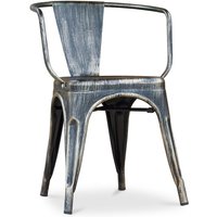 Privatefloor - Esszimmerstuhl mit Armlehnen - Industriedesign - Stahl - Neuauflage - Stylix Metallic bronze von PRIVATEFLOOR