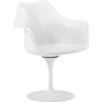 Esszimmerstuhl mit Armlehnen - Weißer Drehstuhl -Tulipan Weiß von PRIVATEFLOOR