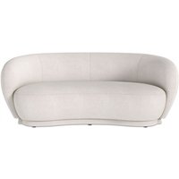 Gebogener 3-Sitzer-Bouclé-Stoffsofa - Curvy Weiß - Boucle, Holz - Weiß von PRIVATEFLOOR