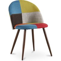 Privatefloor - Gepolsterter Esszimmerstuhl mit Patchwork - Skandinavischer Stil - Simona Multicolor von PRIVATEFLOOR
