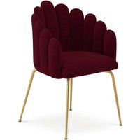 Glam Esstischstuhl im Muscheldesign aus Samt - Goldene Beine - Shell Weinrot von PRIVATEFLOOR