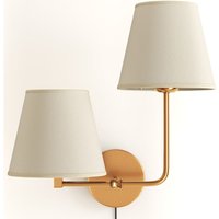 Goldene Wandleuchte mit Kabel und zwei Schirmen - Bretaña Cremefarben von PRIVATEFLOOR