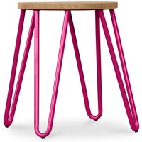 Hairpin Hocker - 42cm - Helles Holz und Metall Fuchsia - Stahl, Holz - Fuchsia von PRIVATEFLOOR