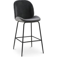 Hocker mit Rückenlehne - Samt gepolstert - Retro Design - Elias Dunkelgrau Hocker mit Rückenlehne - Samt gepolstert - Retro Design - Elias Dunkelgrau von PRIVATEFLOOR