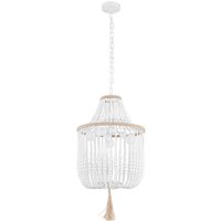 Holzball-Deckenlampe - Pendelleuchte im Boho-Bali-Stil - Lawan Weiß von PRIVATEFLOOR