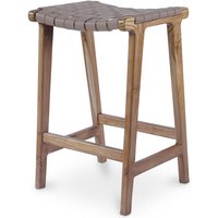 Holzhocker - Boho Bali Design - Leder - Recia Braun Holzhocker - Boho Bali Design - Leder - Recia Braun von PRIVATEFLOOR