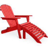 Liegestuhl mit Fußstütze - Gartenstuhl aus Holz - Alana Rot - Hemlock Holz - Rot von PRIVATEFLOOR