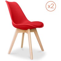 Lot von 2 Denisse stühle mit Kissen Skandinavisches design - Kunststoff Rot von PRIVATEFLOOR