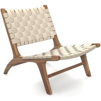 Loungesessel - Boho Bali Design Stuhl - Holz und Leinen - Recia Beige - Taka, Leinen - Beige von PRIVATEFLOOR