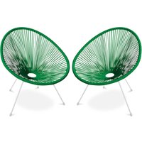 Privatefloor - Pack Acapulco Stuhl - Stuhlbeine Weiß x2 - Neue Edition Grün - Stahl, Synthetisches Rattan - Grün von PRIVATEFLOOR