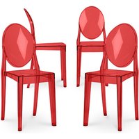 Privatefloor - 4er-Pack Esszimmerstühle Transparent - Victoria Queen Rot transparent Privatefloor - 4er-Pack Esszimmerstühle Transparent - Victoria Queen Rot transparent von PRIVATEFLOOR