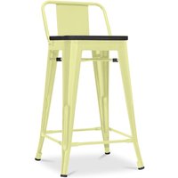 Privatefloor - Barhocker im Industriedesign mit Rückenlehne - Holz & Stahl - 60 cm - Stylix Pastellgelb von PRIVATEFLOOR
