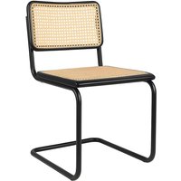Privatefloor - Esszimmerstuhl - Vintage Design - Holz und natürliches Rattan - Schwarz - Bastral Schwarz von PRIVATEFLOOR