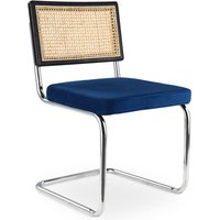 Privatefloor - Esszimmerstuhl - gepolstert in Samt - Holz und Rattan - Hyre Dunkelblau Privatefloor - Esszimmerstuhl - gepolstert in Samt - Holz und Rattan - Hyre Dunkelblau von PRIVATEFLOOR