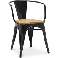Privatefloor - Esszimmerstuhl mit Armlehnen - Industriedesign - Holz und Stahl - Neuauflage - Stylix von PRIVATEFLOOR