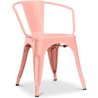 Privatefloor - Esszimmerstuhl mit Armlehnen - Stahl - Neue Ausgabe - Stylix Pastellorange von PRIVATEFLOOR