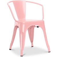 Privatefloor - Esszimmerstuhl mit Armlehnen - Stahl - Neue Ausgabe - Stylix Pink von PRIVATEFLOOR