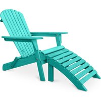 Privatefloor - Liegestuhl mit Fußstütze - Gartenstuhl aus Holz - Alana Grün - Hemlock Holz - Grün von PRIVATEFLOOR
