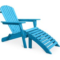 Liegestuhl mit Fußstütze - Gartenstuhl aus Holz - Alana Turquoise - Hemlock Holz - Turquoise von PRIVATEFLOOR