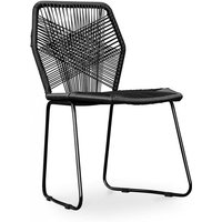 Privatefloor - Stuhl für draußen - Gartenstuhl - Frony Schwarz - Synthetisches Rattan, Stahl, Metall, Kunststoff - Schwarz von PRIVATEFLOOR
