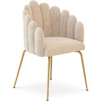 Glam Esstischstuhl im Muscheldesign aus Samt - Goldene Beine - Shell Beige von PRIVATEFLOOR