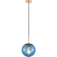 Privatefloor - Retro-Deckenlampe - Bunte Kugel-Pendelleuchte - Rumi Blue - Glas, Metall - Blue von PRIVATEFLOOR