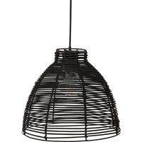 Privatefloor - Schwarze Rattan-Deckenlampe - Pendelleuchte im Boho-Bali-Design - Gian Schwarz - Rattan - Schwarz von PRIVATEFLOOR