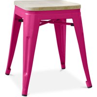 Privatefloor - Hocker im Industriedesign - Holz & Metall - 45cm - Stylix Fuchsia - Holz, Stahl - Fuchsia von PRIVATEFLOOR