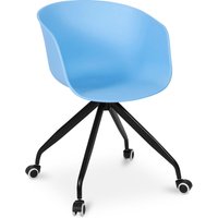 Bürostuhl mit Armlehnen - Schreibtischstuhl mit Rollen - Guy - Joan Blue - Metall, pp - Blue von PRIVATEFLOOR