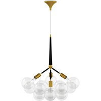 Deckenlampe mit Glaskugeln - Design Pendelleuchte - 12 Kugeln - Glaub Schwarz - Glas, Metall - Schwarz von PRIVATEFLOOR